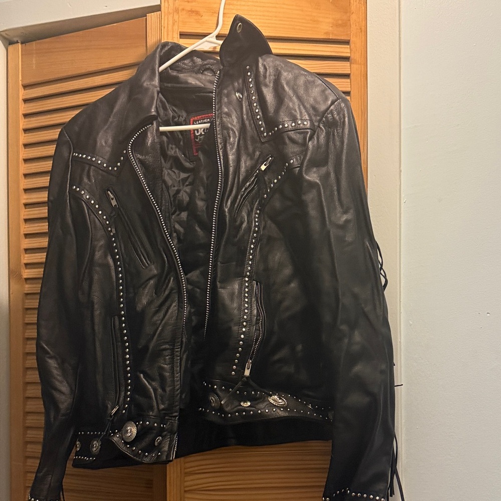 Black Leather Studded Jacket
